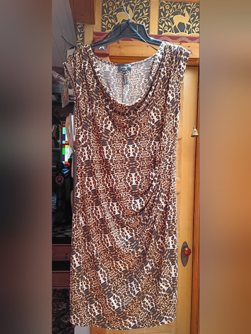 Laundry by Design Leopard Print Cowl Neck Midi Dress